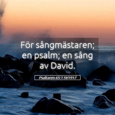 Picture 05 - Psaltaren 65:1 SV1917 - För sångmästaren; en psalm; en sång av - Bible Verse Picture