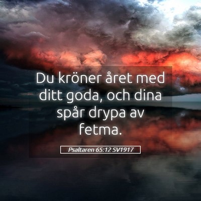 Picture 05 - Psaltaren 65:12 SV1917 - Du kröner året med ditt goda, och dina spår - Bible Verse Picture