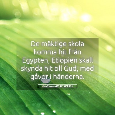 Picture 05 - Psaltaren 68:32 SV1917 - De mäktige skola komma hit från Egypten, - Bible Verse Picture