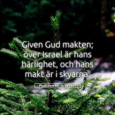 Picture 05 - Psaltaren 68:35 SV1917 - Given Gud makten; över Israel är hans - Bible Verse Picture