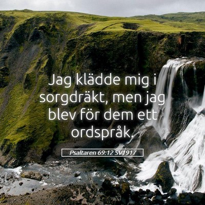 Picture 05 - Psaltaren 69:12 SV1917 - Jag klädde mig i sorgdräkt, men jag blev för - Bible Verse Picture