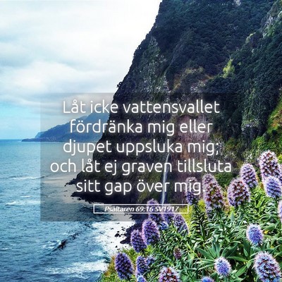 Picture 05 - Psaltaren 69:16 SV1917 - Låt icke vattensvallet fördränka mig eller - Bible Verse Picture