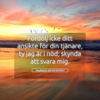 Picture 05 - Psaltaren 69:18 SV1917 - Fördölj icke ditt ansikte för din tjänare, ty - Bible Verse Picture