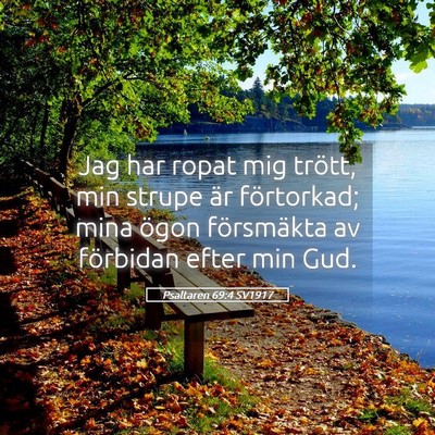 Picture 05 - Psaltaren 69:4 SV1917 - Jag har ropat mig trött, min strupe är - Bible Verse Picture