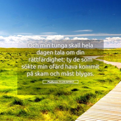 Picture 05 - Psaltaren 71:24 SV1917 - Och min tunga skall hela dagen tala om din - Bible Verse Picture
