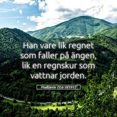 Picture 05 - Psaltaren 72:6 SV1917 - Han vare lik regnet som faller på ängen, lik en - Bible Verse Picture