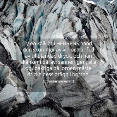 Picture 05 - Psaltaren 75:9 SV1917 - Ty en kalk är i HERRENS hand, den skummar av vin - Bible Verse Picture