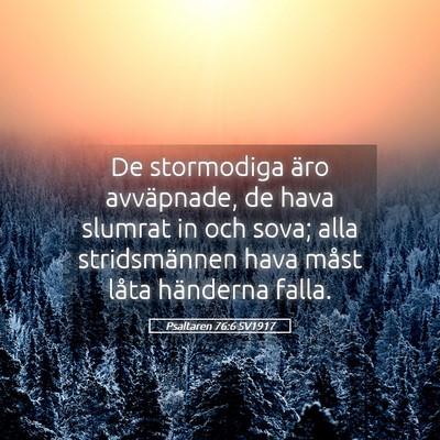 Picture 05 - Psaltaren 76:6 SV1917 - De stormodiga äro avväpnade, de hava slumrat in - Bible Verse Picture