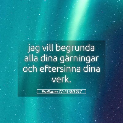 Picture 05 - Psaltaren 77:13 SV1917 - jag vill begrunda alla dina gärningar och - Bible Verse Picture