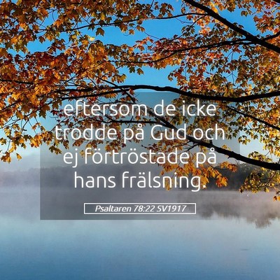 Picture 05 - Psaltaren 78:22 SV1917 - eftersom de icke trodde på Gud och ej - Bible Verse Picture