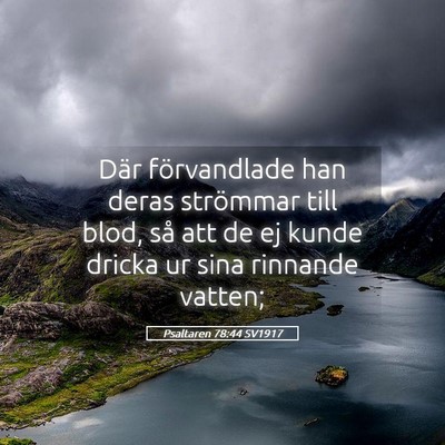 Picture 05 - Psaltaren 78:44 SV1917 - Där förvandlade han deras strömmar till blod, - Bible Verse Picture