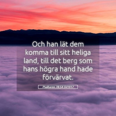 Picture 05 - Psaltaren 78:54 SV1917 - Och han lät dem komma till sitt heliga land, - Bible Verse Picture
