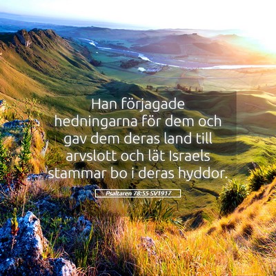 Picture 05 - Psaltaren 78:55 SV1917 - Han förjagade hedningarna för dem och gav dem - Bible Verse Picture