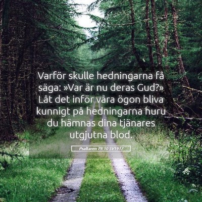 Picture 05 - Psaltaren 79:10 SV1917 - Varför skulle hedningarna få säga: »Var är - Bible Verse Picture