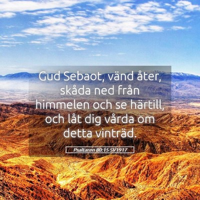 Picture 05 - Psaltaren 80:15 SV1917 - Gud Sebaot, vänd åter, skåda ned från - Bible Verse Picture