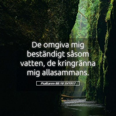 Picture 05 - Psaltaren 88:18 SV1917 - De omgiva mig beständigt såsom vatten, de - Bible Verse Picture