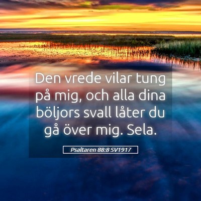 Picture 05 - Psaltaren 88:8 SV1917 - Den vrede vilar tung på mig, och alla dina - Bible Verse Picture
