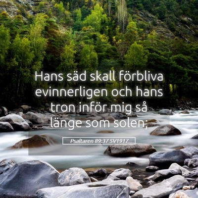 Picture 05 - Psaltaren 89:37 SV1917 - Hans säd skall förbliva evinnerligen och hans - Bible Verse Picture