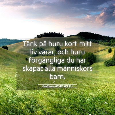 Picture 05 - Psaltaren 89:48 SV1917 - Tänk på huru kort mitt liv varar, och huru - Bible Verse Picture