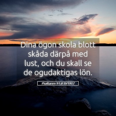 Picture 05 - Psaltaren 91:8 SV1917 - Dina ögon skola blott skåda därpå med lust, - Bible Verse Picture