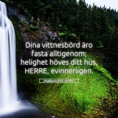 Picture 05 - Psaltaren 93:5 SV1917 - Dina vittnesbörd äro fasta alltigenom; helighet - Bible Verse Picture