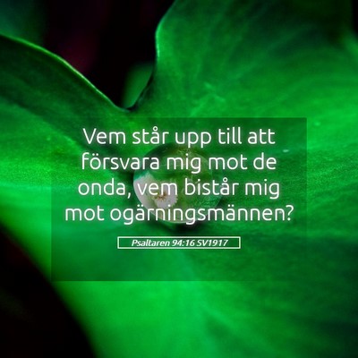 Picture 05 - Psaltaren 94:16 SV1917 - Vem står upp till att försvara mig mot de onda, - Bible Verse Picture