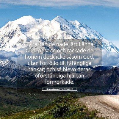 Picture 05 - Romarbrevet 1:21 SV1917 - Ty fastän de hade lärt känna Gud, prisade och - Bible Verse Picture