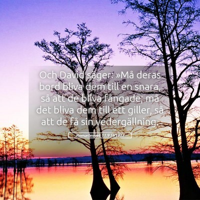 Picture 05 - Romarbrevet 11:9 SV1917 - Och David säger: »Må deras bord bliva dem till - Bible Verse Picture