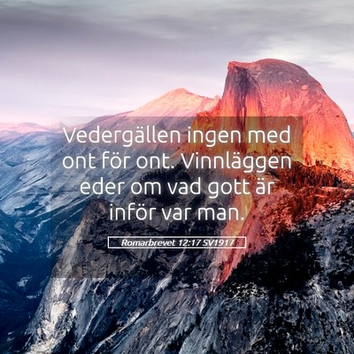 Picture 05 - Romarbrevet 12:17 SV1917 - Vedergällen ingen med ont för ont. Vinnläggen - Bible Verse Picture