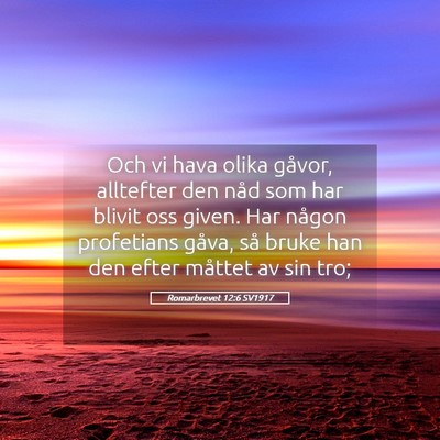 Picture 05 - Romarbrevet 12:6 SV1917 - Och vi hava olika gåvor, alltefter den nåd som - Bible Verse Picture