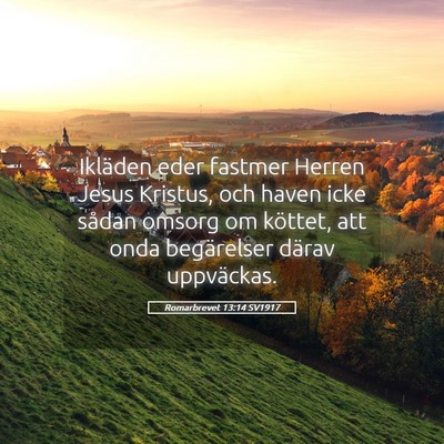 Picture 05 - Romarbrevet 13:14 SV1917 - Ikläden eder fastmer Herren Jesus Kristus, och - Bible Verse Picture