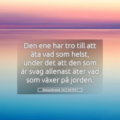 Picture 05 - Romarbrevet 14:2 SV1917 - Den ene har tro till att äta vad som helst, - Bible Verse Picture