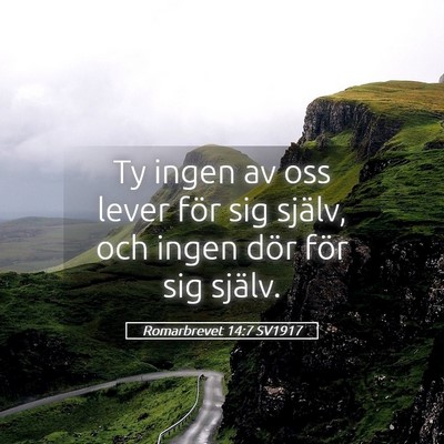 Picture 05 - Romarbrevet 14:7 SV1917 - Ty ingen av oss lever för sig själv, och ingen - Bible Verse Picture