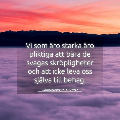 Picture 05 - Romarbrevet 15:1 SV1917 - Vi som äro starka äro pliktiga att bära de - Bible Verse Picture