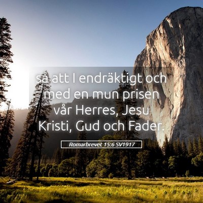 Picture 05 - Romarbrevet 15:6 SV1917 - så att I endräktigt och med en mun prisen vår - Bible Verse Picture
