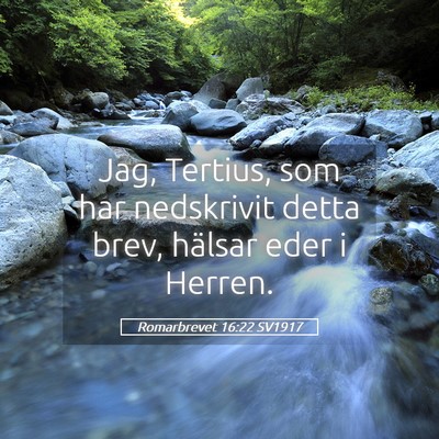 Picture 05 - Romarbrevet 16:22 SV1917 - Jag, Tertius, som har nedskrivit detta brev, - Bible Verse Picture