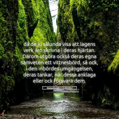 Picture 05 - Romarbrevet 2:15 SV1917 - då de ju sålunda visa att lagens verk äro - Bible Verse Picture