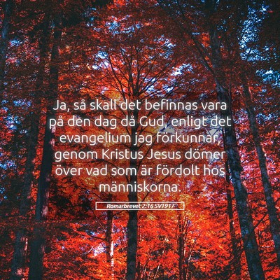 Picture 05 - Romarbrevet 2:16 SV1917 - Ja, så skall det befinnas vara på den dag då - Bible Verse Picture