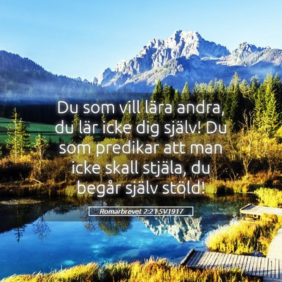 Picture 05 - Romarbrevet 2:21 SV1917 - Du som vill lära andra, du lär icke dig själv! - Bible Verse Picture