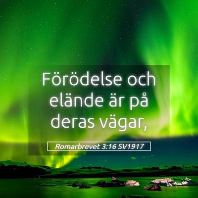 Picture 05 - Romarbrevet 3:16 SV1917 - Förödelse och elände är på deras - Bible Verse Picture