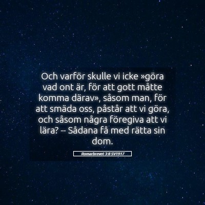 Picture 05 - Romarbrevet 3:8 SV1917 - Och varför skulle vi icke »göra vad ont är, - Bible Verse Picture