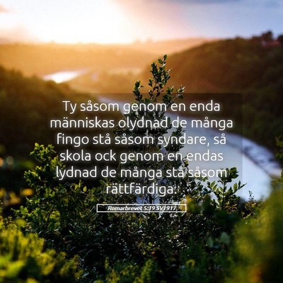 Picture 05 - Romarbrevet 5:19 SV1917 - Ty såsom genom en enda människas olydnad de - Bible Verse Picture