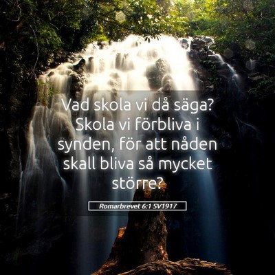 Picture 05 - Romarbrevet 6:1 SV1917 - Vad skola vi då säga? Skola vi förbliva i - Bible Verse Picture