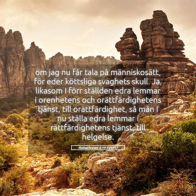Picture 05 - Romarbrevet 6:19 SV1917 - om jag nu får tala på människosätt, för eder - Bible Verse Picture