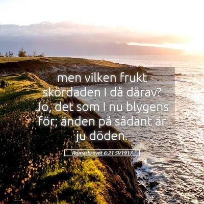 Picture 05 - Romarbrevet 6:21 SV1917 - men vilken frukt skördaden I då därav? Jo, det - Bible Verse Picture
