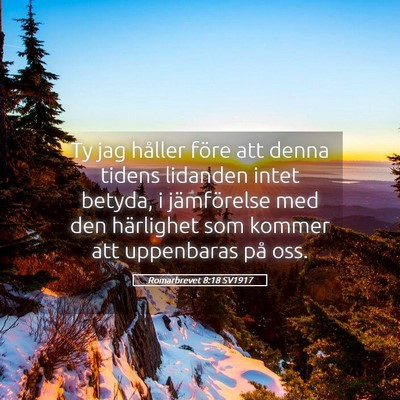 Picture 05 - Romarbrevet 8:18 SV1917 - Ty jag håller före att denna tidens lidanden - Bible Verse Picture