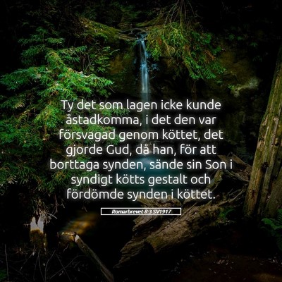 Picture 05 - Romarbrevet 8:3 SV1917 - Ty det som lagen icke kunde åstadkomma, i det - Bible Verse Picture