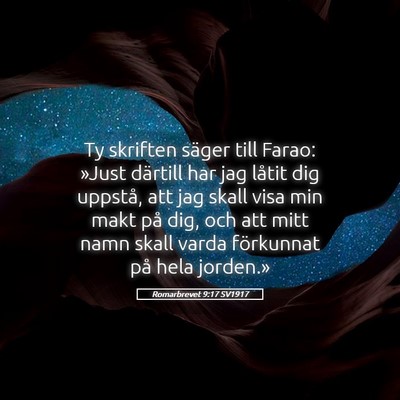 Picture 05 - Romarbrevet 9:17 SV1917 - Ty skriften säger till Farao: »Just därtill - Bible Verse Picture