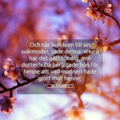 Picture 05 - Rut 3:16 SV1917 - Och när hon kom till sin svärmoder, sade denna: - Bible Verse Picture
