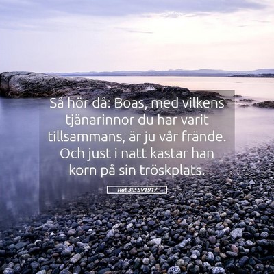 Picture 05 - Rut 3:2 SV1917 - Så hör då: Boas, med vilkens tjänarinnor du - Bible Verse Picture